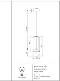 Pendul design modern 12cm Telford MYP361PL-01G