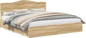 vidaXL Pat cu storage Stejar Sonoma 180 x 200 cm Lemn compozit