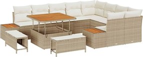 vidaXL Set de canapele pentru grădină cu pernă 12 pcs Bej Rattan poli