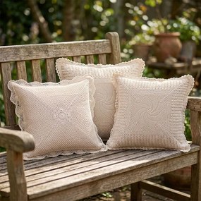 decoDoma Set de 3 fețe de pernă croșetate 40 x 40 cm