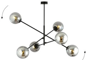 Lustră pe tijă LINEAR 6xE14/10W/230V negru/gri