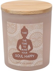 Lumânare parfumată Soul Happy, aromă lemn desantal , 7 x 8,5 cm, 300 g, culoare bej