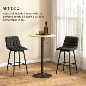 HOMCOM Set 2 Scaune cu Spătar și Suport pentru Picioare, Scaune cu Spătar din Material de Catifea, 45x47x84 cm, Negru | Aosom Romania