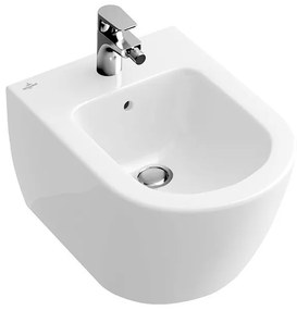 Pachet vas WC rimless suspendat + bideu suspendat, Villeroy&amp;Boch Subway 2.0, DirectFlush, cu capac WC inchidere lenta