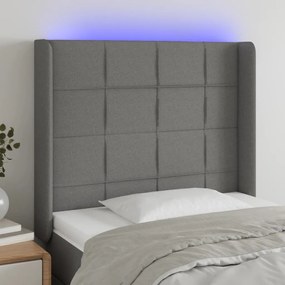 3124023 vidaXL Tăblie de pat cu LED, gri închis, 83x16x118/128 cm, textil