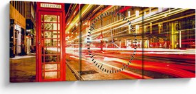 Tablou cu căsuța telefonică roșie din Londra (cu ceas) (90x30 cm)