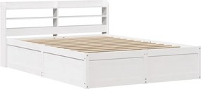 vidaXL Cadru de pat cu tăblie, alb, 140x200 cm, lemn masiv de pin
