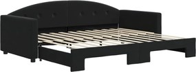 vidaXL Pat de zi cu extensie, negru, 90x200 cm, catifea