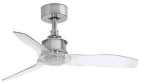 Ventilator de tavan cu telecomanda design modern JUST FAN crom/transparent