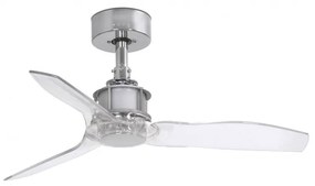 Ventilator de tavan cu telecomanda design modern JUST FAN crom/transparent