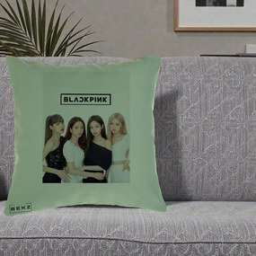 Perna Personalizata K-pop BLACKPINK Foto Grup-Negru, 40x40 cm, Verde, Husa Detasabila, Perna Inclusa, BEKZ®