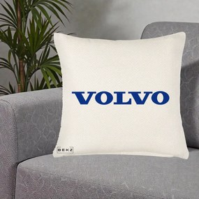 Perna Personalizata cu emblema Volvo, 40x40 cm, Crem Reliefat, Husa Detasabila, Perna Inclusa, BEKZ®