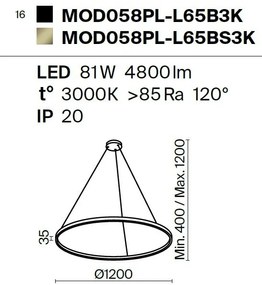 Lustra LED suspendata design modern Rim negru 120cm