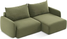 Colțar verde extensibil/cu spațiu de depozitare cu tapițerie din catifea (cu colț pe partea dreaptă/cu șezlong) Kalena – Makamii