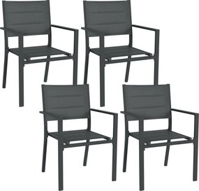 Outsunny Set de 4 scaune de grădină stivabile din aluminiu și textilenă cu cotiere, set de 4 piese pentru exterior | Aosom Romania