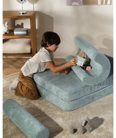 Fotoliu pentru copii verde mentă cu tapițerie din catifea reiată Flipster – Wigiwama