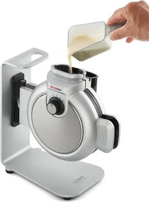 Aparat vertical pentru vafe Caso Design WaffleUp, 800 W, 18 cm, 5 trepte, Strat dublu antiaderent, Semnal sonor si luminos, Recipient compozitie , Argintiu