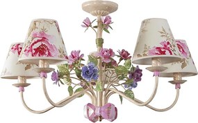 BRILAGI - lustru pe tijă ROMANCE 5xE14/40W/230V multicolor/bej/patină