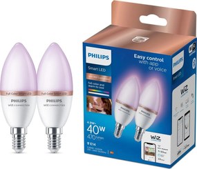 Set 2x Bec LED RGB reglabil Philips SMART C37 E14/4,9W/230V 2200-6500K