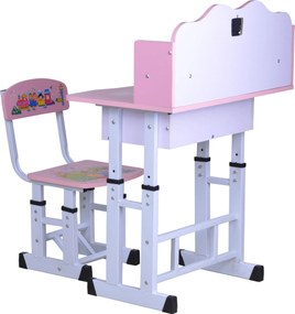 Set birou copii roz, roz, 69x45x88-98 cm