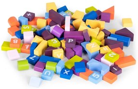 Set de construcții educaționale din lemn pentru copii - 108 piese colorate