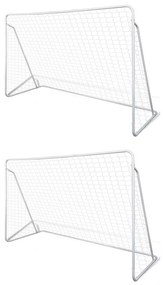 vidaXL Porți de fotbal cu plasă, 2 buc, 240 x 90 x 150 cm, oțel