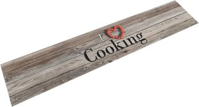 vidaXL Covor de bucătărie lavabil Cooking, gri, 60x300 cm, catifea