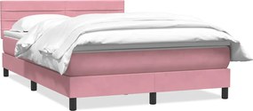 vidaXL Pat box spring cu saltea, roz, 140x220 cm, catifea