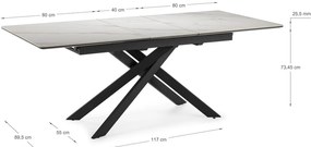 Masă de dining extensibilă cu blat ceramic cu blat suplimentar 89,5x160 cm Belma – Marckeric