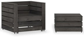 vidaXL Set mobilier de grădină paleți, 2 piese, gri, lemn pin tratat
