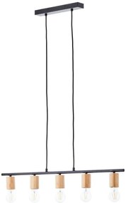 Brilliant - Candelabru KERRY suspendat pe cablu 5xE27/40W/230V negru/bambus