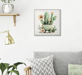 Mauro Ferretti Tablou Imprimat Pe Pânză Lacuită, Cu Ramă, Model ,,Borcan Cu Cactus", Varianta D, Dimensiuni 40 X 2,8 X 40 Cm | Aosom Romania