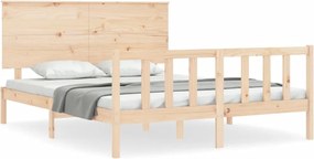 vidaXL Cadru de pat cu tăblie, king size, lemn masiv