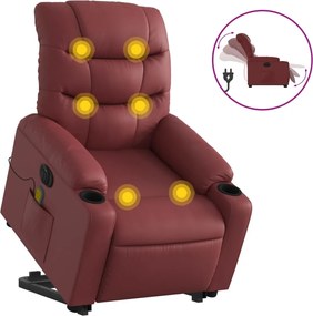 vidaXL Fotoliu electric masaj rabatabil cu ridicare, roșu vin