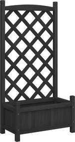vidaXL Jardinieră cu spalier, negru, lemn masiv de brad