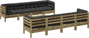 vidaXL Set canapea de grădină cu perne, 9 piese, lemn de pin tratat