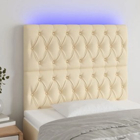 3122755 vidaXL Tăblie de pat cu LED, crem, 100x7x118/128 cm, textil