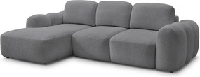 Colțar gri extensibil/cu spațiu de depozitare cu tapițerie din țesătură bouclé (cu colț pe partea stângă/cu șezlong) Montaigne – Bobochic Paris