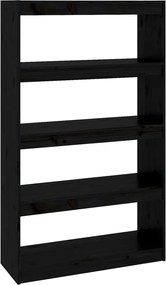vidaXL Bibliotecă/Separator cameră negru 80x30x135,5 cm lemn masiv pin