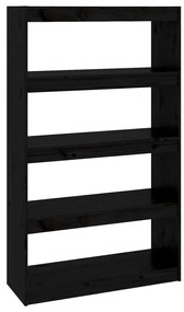 808197 vidaXL Bibliotecă/Separator cameră negru 80x30x135,5 cm lemn masiv pin