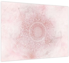 Tablou pe sticlă - Mandala roz (70x50 cm)