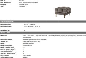 Taburete design elegant design LUX Sienna, catifea gri 113390 HZ