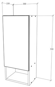 Corp haaus Zed, Suspendat, 1 Usa, Alb lucios/Alb, MDF, L 30 x l 22 x 72 cm