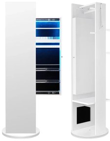 Dulap de bijuterii rotativ cu oglindă întreagă și cuier