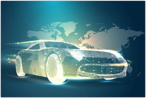 Tablou - Mașină din forme geometrice (90x60 cm)