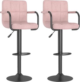 vidaXL Scaune de bar, 2 buc., roz, catifea