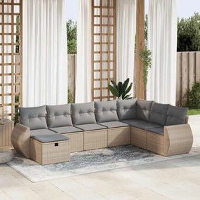 vidaXL Set canapele de grădină, 8 piese, cu perne, bej, poliratan