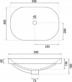 Lavoar pe blat BASARO TERRA alb