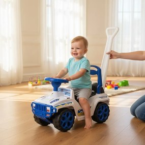 Masinuta copii si bebe NOVOKIDS™ My first SUV Car XXL , Lungime 85 cm, Maner de impins pentru parinti detasabil, Functie trotineta fara pedale,