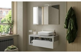 Set dulap baza suspendat si lavoar LC Mobili Italia Hamburg 110 cm finisaj alb/gri beton